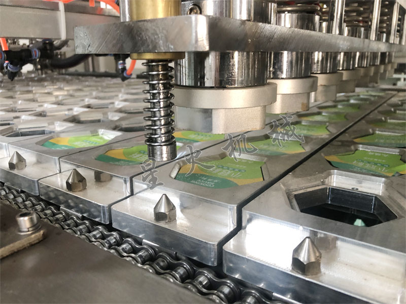 江蘇盒裝牛肉滑自動灌裝封口機細節實拍